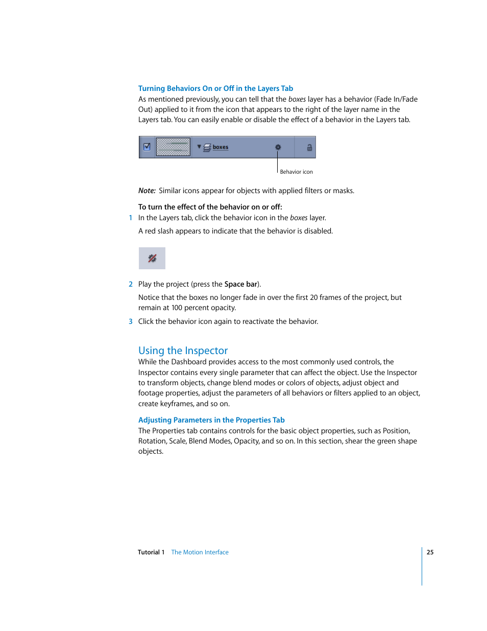 Using the inspector | Apple Motion 2 Tutorials User Manual | Page 25 / 235