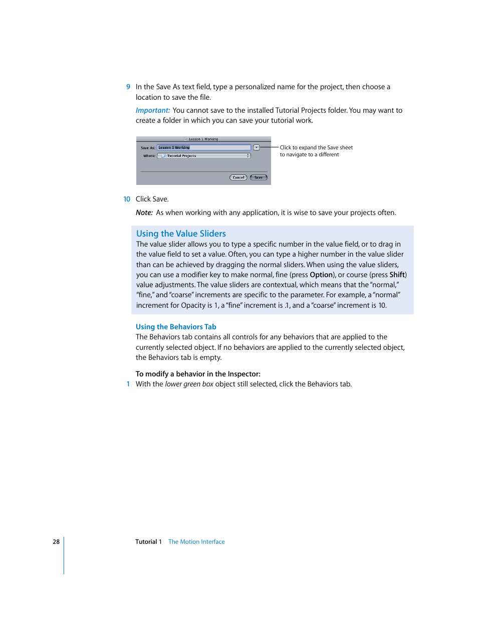 Using the value sliders | Apple Motion 2 Tutorials User Manual | Page 28 / 235