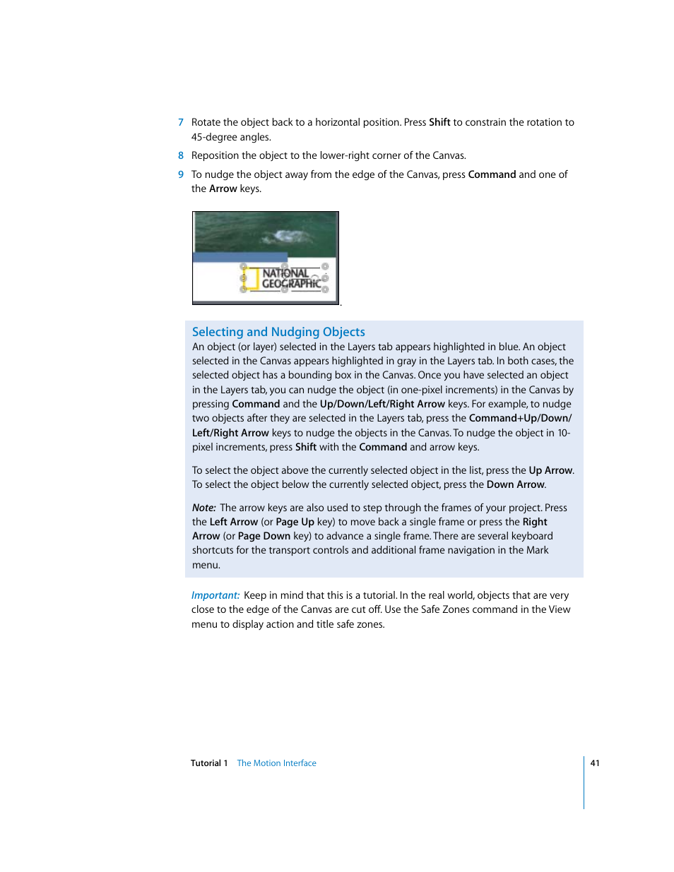 Selecting and nudging objects | Apple Motion 2 Tutorials User Manual | Page 41 / 235