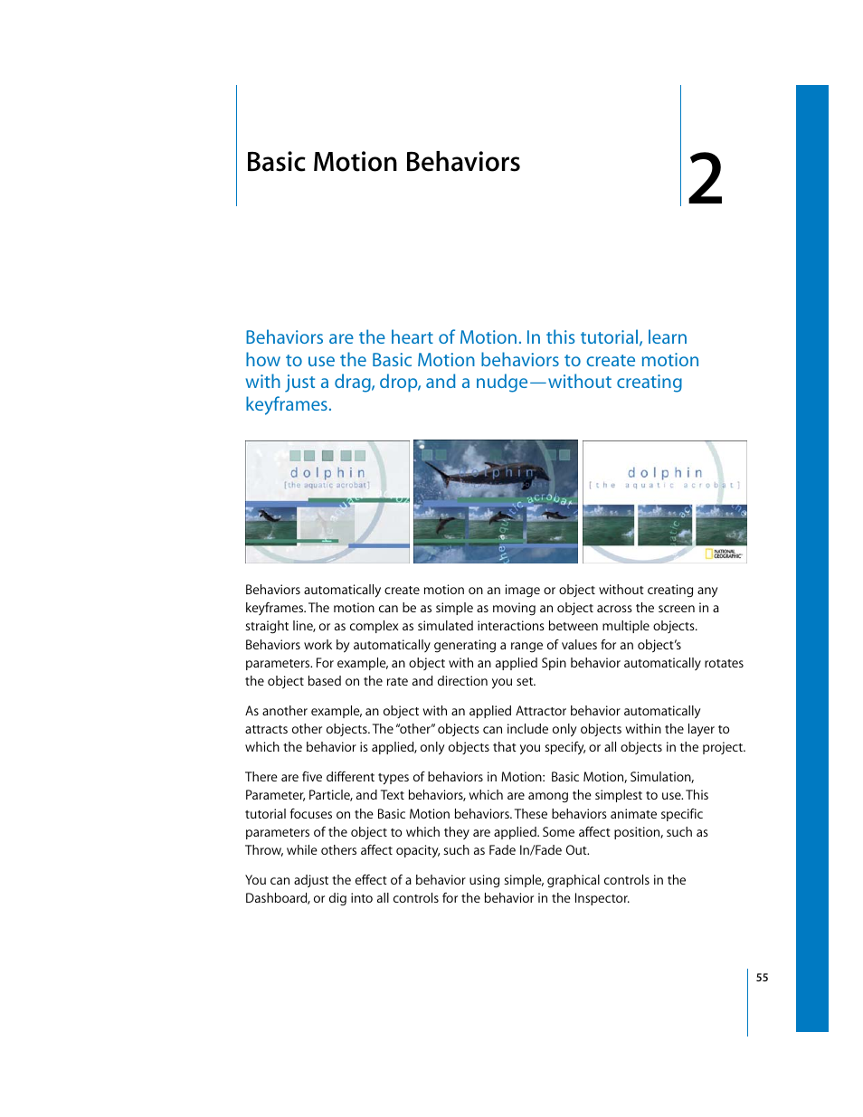 Basic motion behaviors, Tutorial | Apple Motion 2 Tutorials User Manual | Page 55 / 235