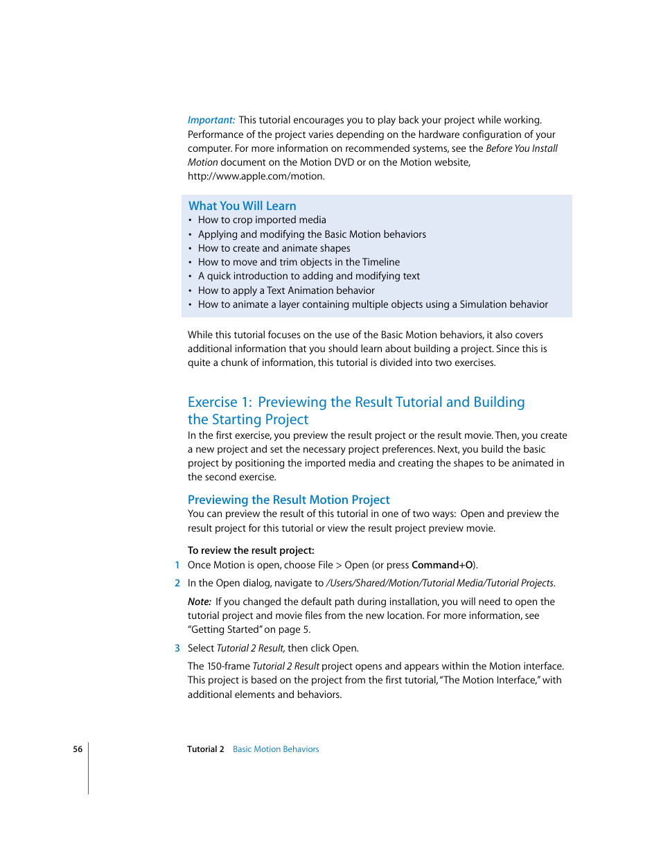 What you will learn, Previewing the result motion project | Apple Motion 2 Tutorials User Manual | Page 56 / 235
