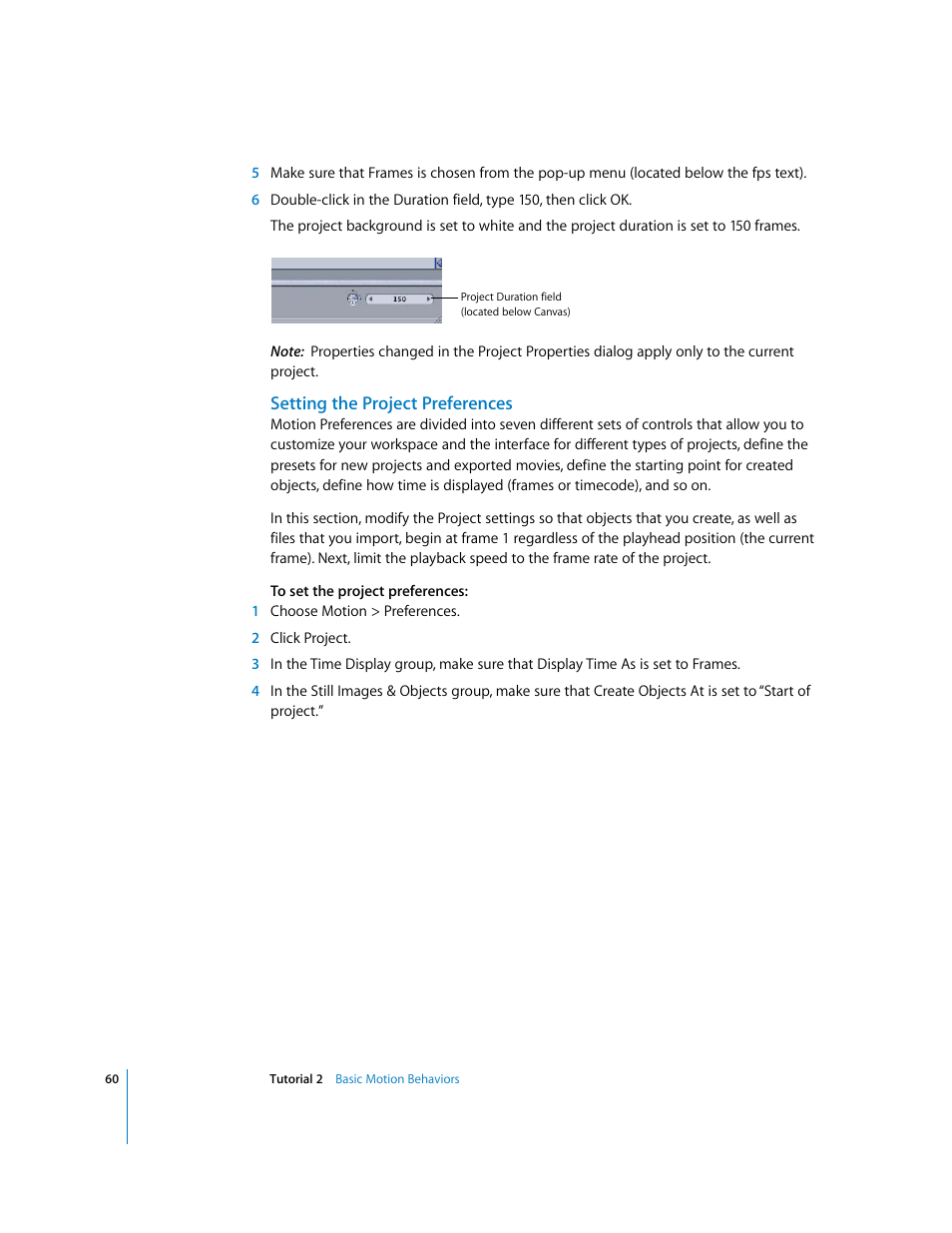 Setting the project preferences | Apple Motion 2 Tutorials User Manual | Page 60 / 235