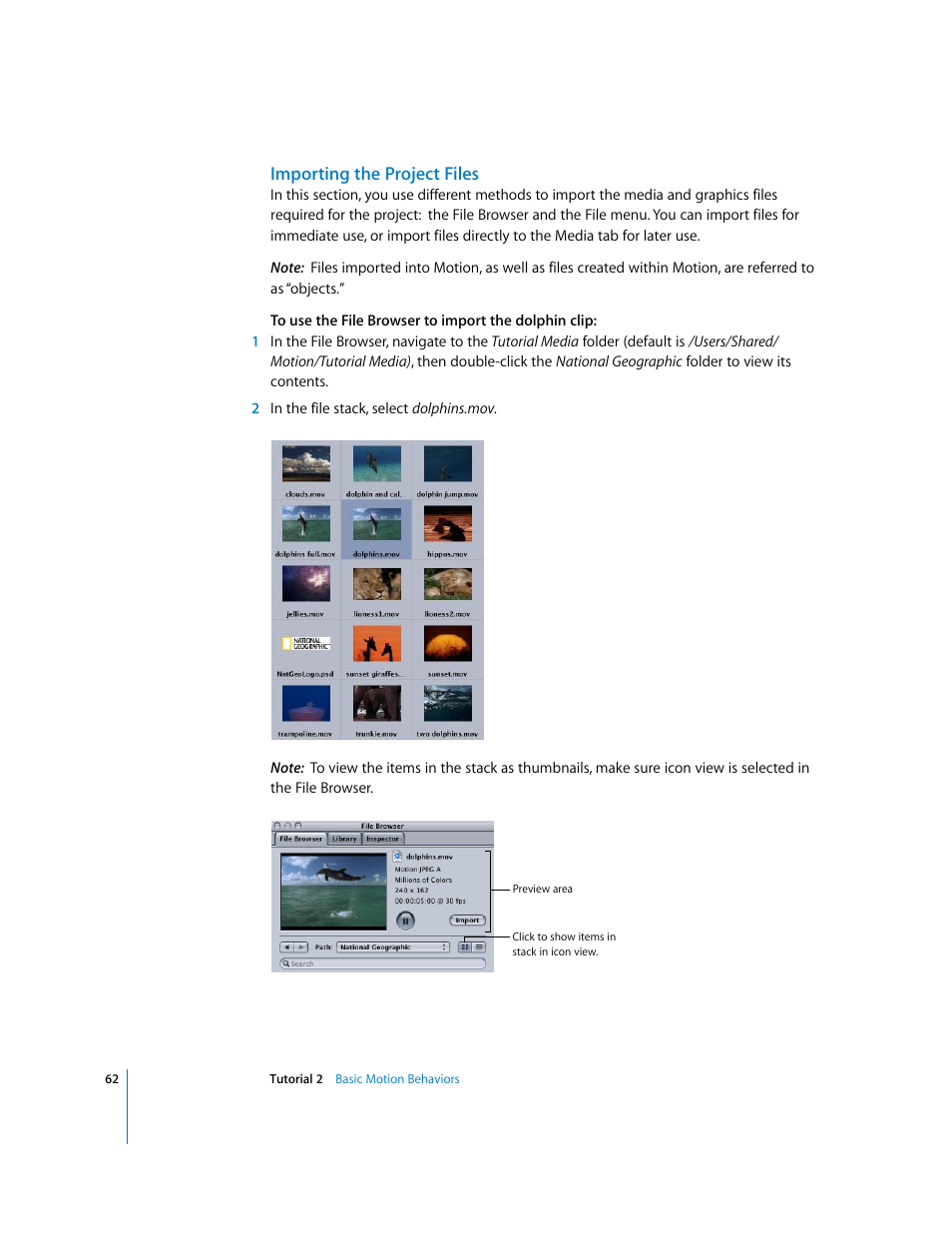 Importing the project files | Apple Motion 2 Tutorials User Manual | Page 62 / 235