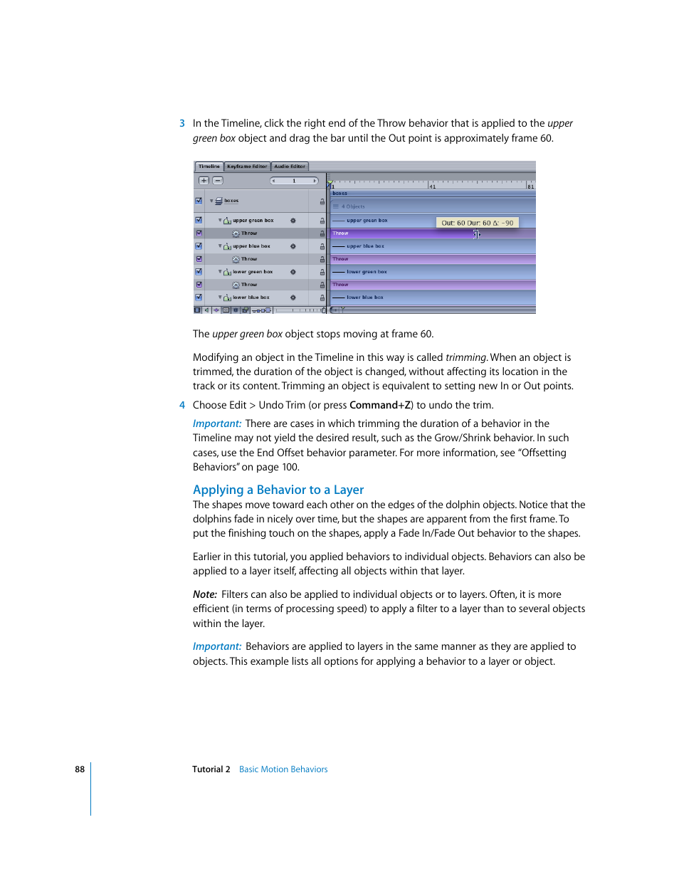 Applying a behavior to a layer | Apple Motion 2 Tutorials User Manual | Page 88 / 235