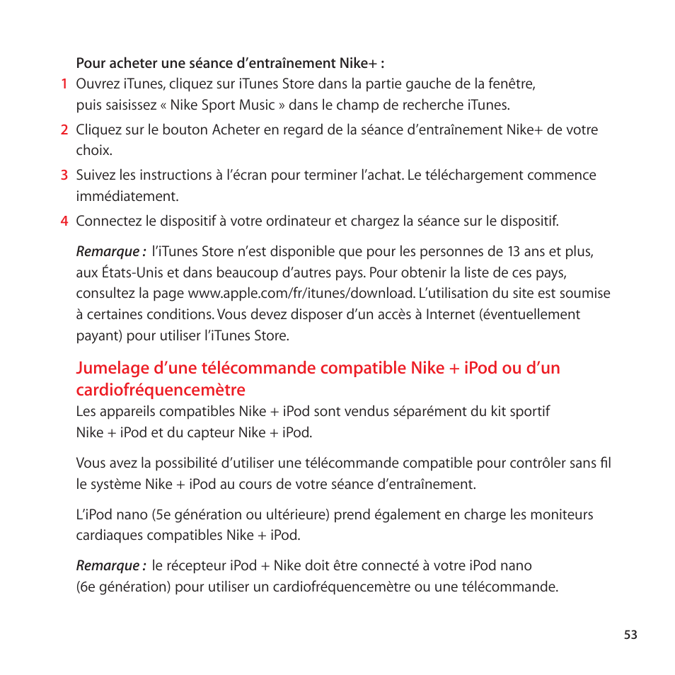 Cardiofréquencemètre | Apple Nike + iPod Sensor User Manual | Page 53 / 128