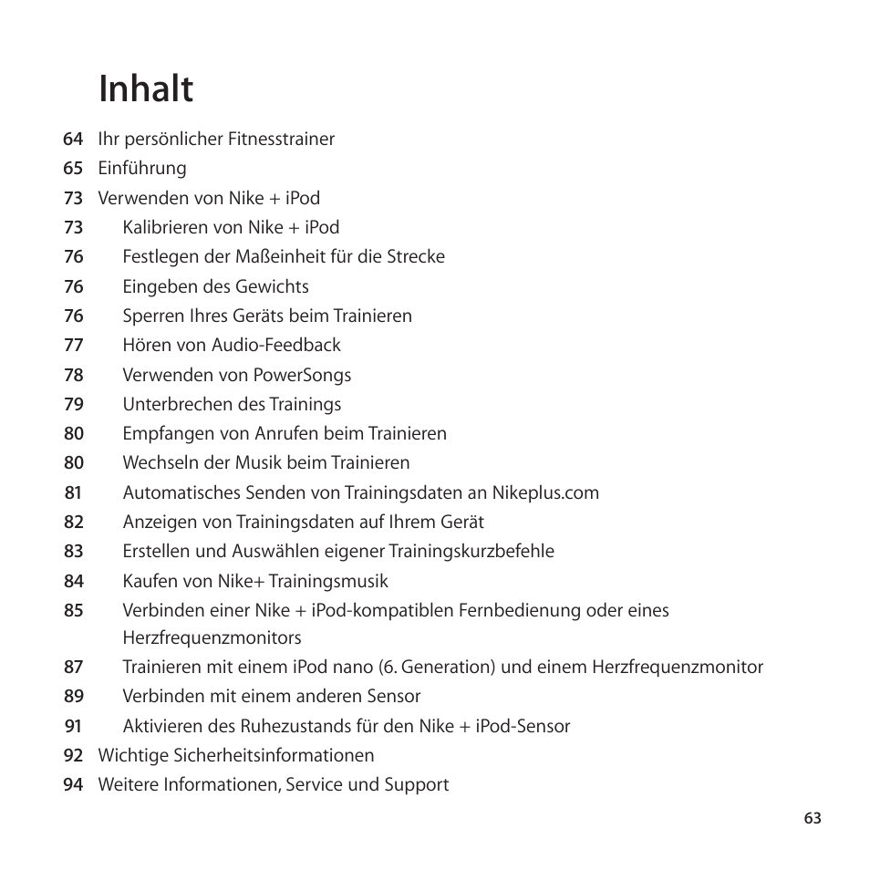 Apple Nike + iPod Sensor User Manual | Page 63 / 128