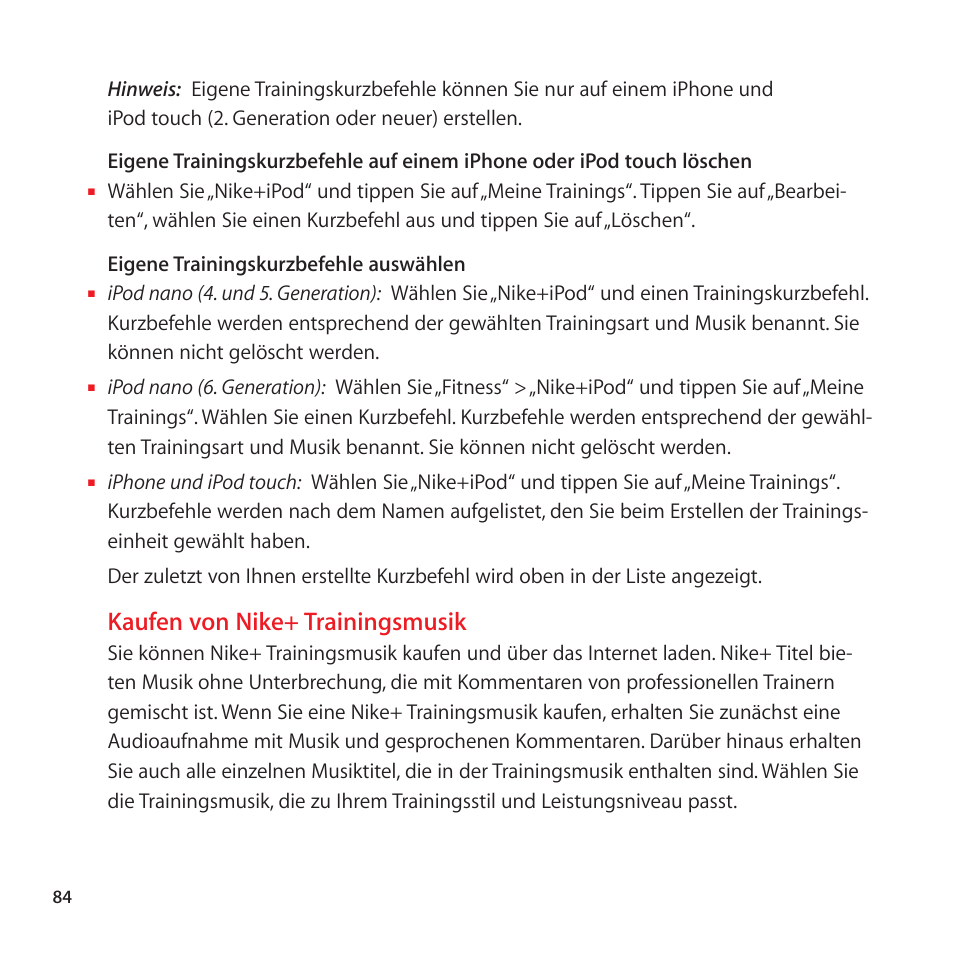 Kaufen von nike+ trainingsmusik | Apple Nike + iPod Sensor User Manual | Page 84 / 128