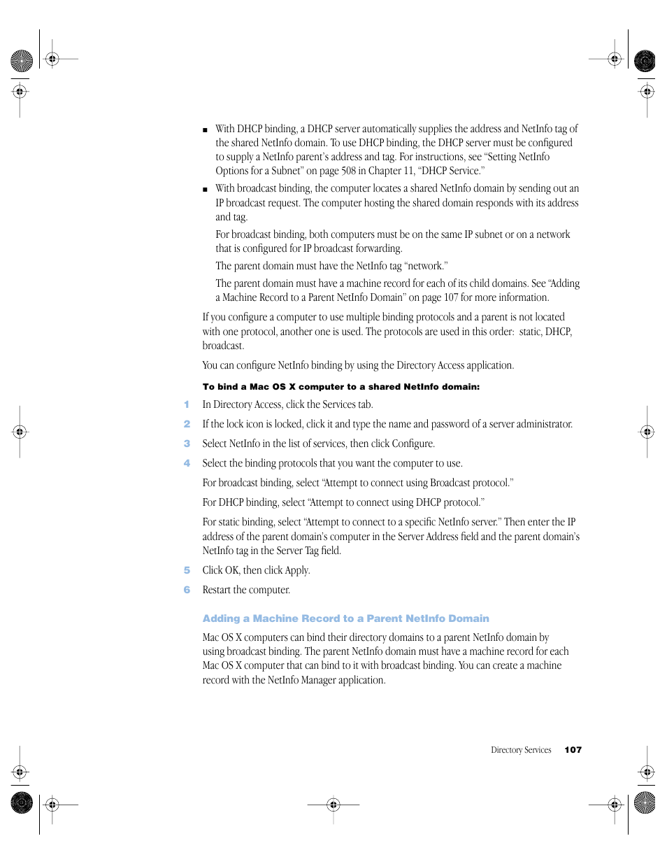 Adding a machine record to a parent netinfo domain | Apple Mac OS X Server (version 10.2.3 or later) User Manual | Page 107 / 690