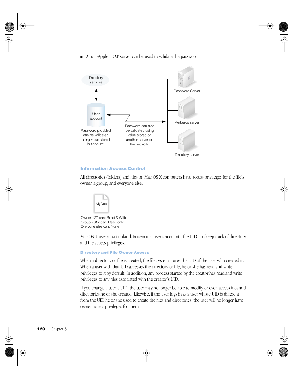 Information access control | Apple Mac OS X Server (version 10.2.3 or later) User Manual | Page 120 / 690