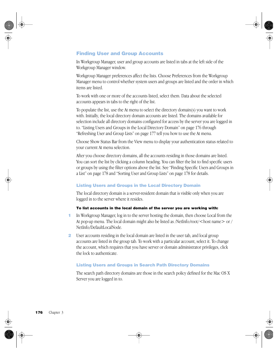 Finding user and group accounts, Finding user and group accounts 176 | Apple Mac OS X Server (version 10.2.3 or later) User Manual | Page 176 / 690