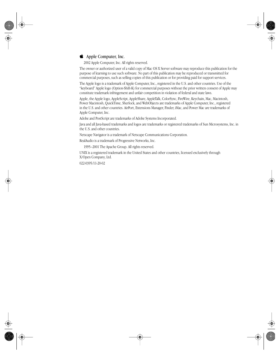 Apple Mac OS X Server (version 10.2.3 or later) User Manual | Page 2 / 690