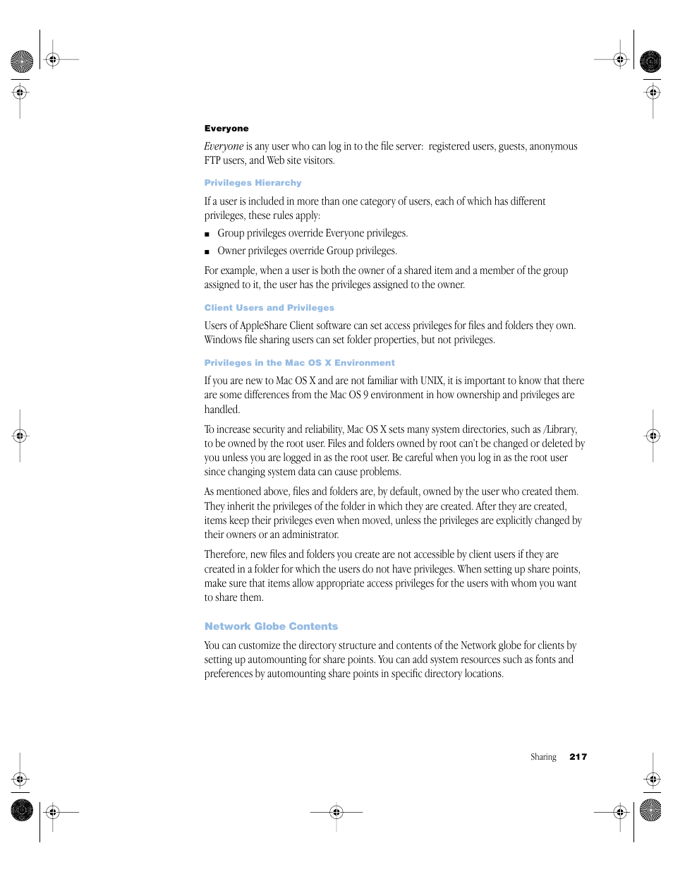 Network globe contents | Apple Mac OS X Server (version 10.2.3 or later) User Manual | Page 217 / 690