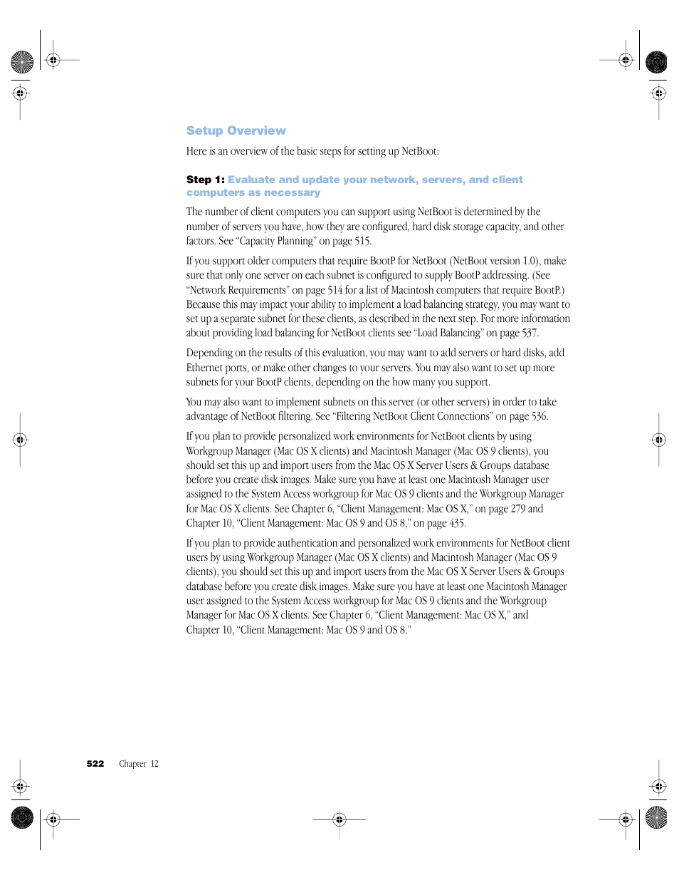 Setup overview, Setup overview 522 | Apple Mac OS X Server (version 10.2.3 or later) User Manual | Page 522 / 690