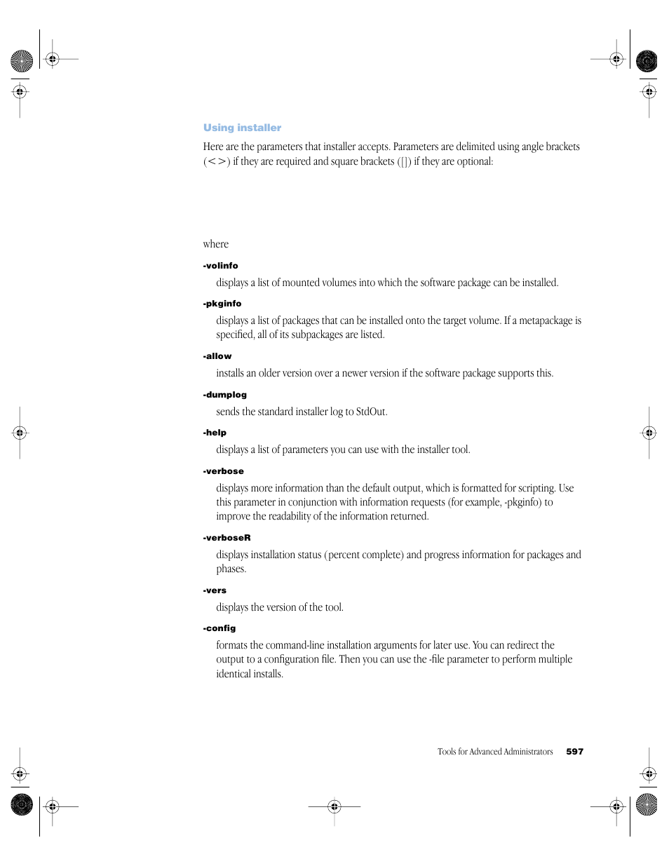 Using installer | Apple Mac OS X Server (version 10.2.3 or later) User Manual | Page 597 / 690