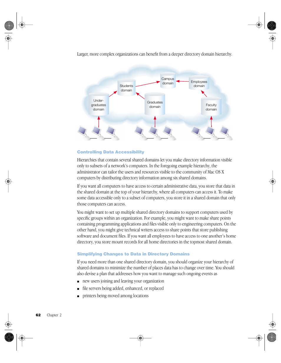 Controlling data accessibility, Simplifying changes to data in directory domains | Apple Mac OS X Server (version 10.2.3 or later) User Manual | Page 62 / 690