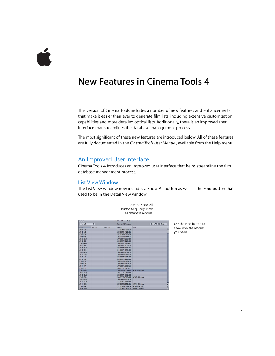 Apple Cinema Tools 4 New Features User Manual | 6 pages