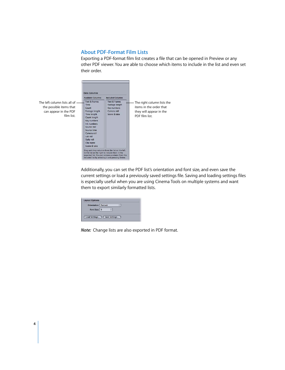 About pdf-format film lists | Apple Cinema Tools 4 New Features User Manual | Page 4 / 6