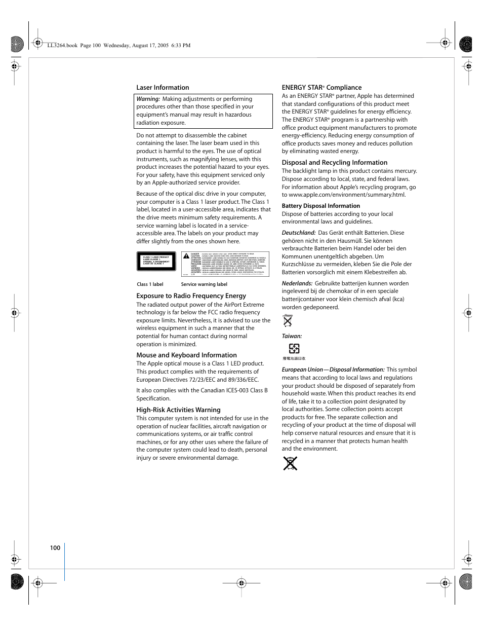 Apple PowerBook G4 (17-inch, Double Layer Super Drive) User Manual | Page 100 / 112