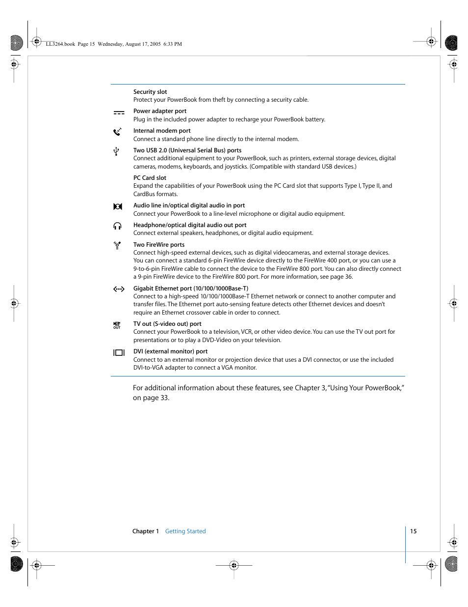 Apple PowerBook G4 (17-inch, Double Layer Super Drive) User Manual | Page 15 / 112