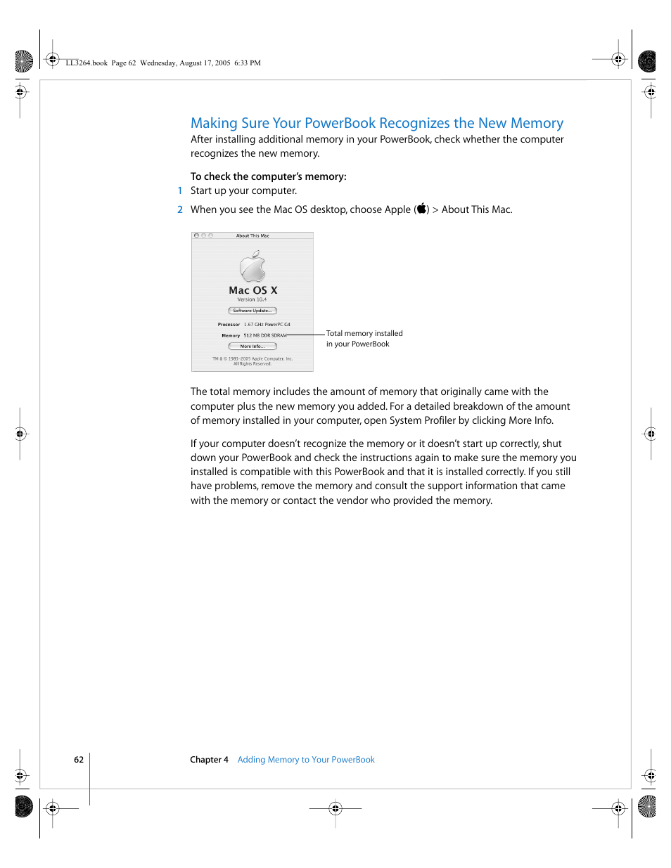 Apple PowerBook G4 (17-inch, Double Layer Super Drive) User Manual | Page 62 / 112