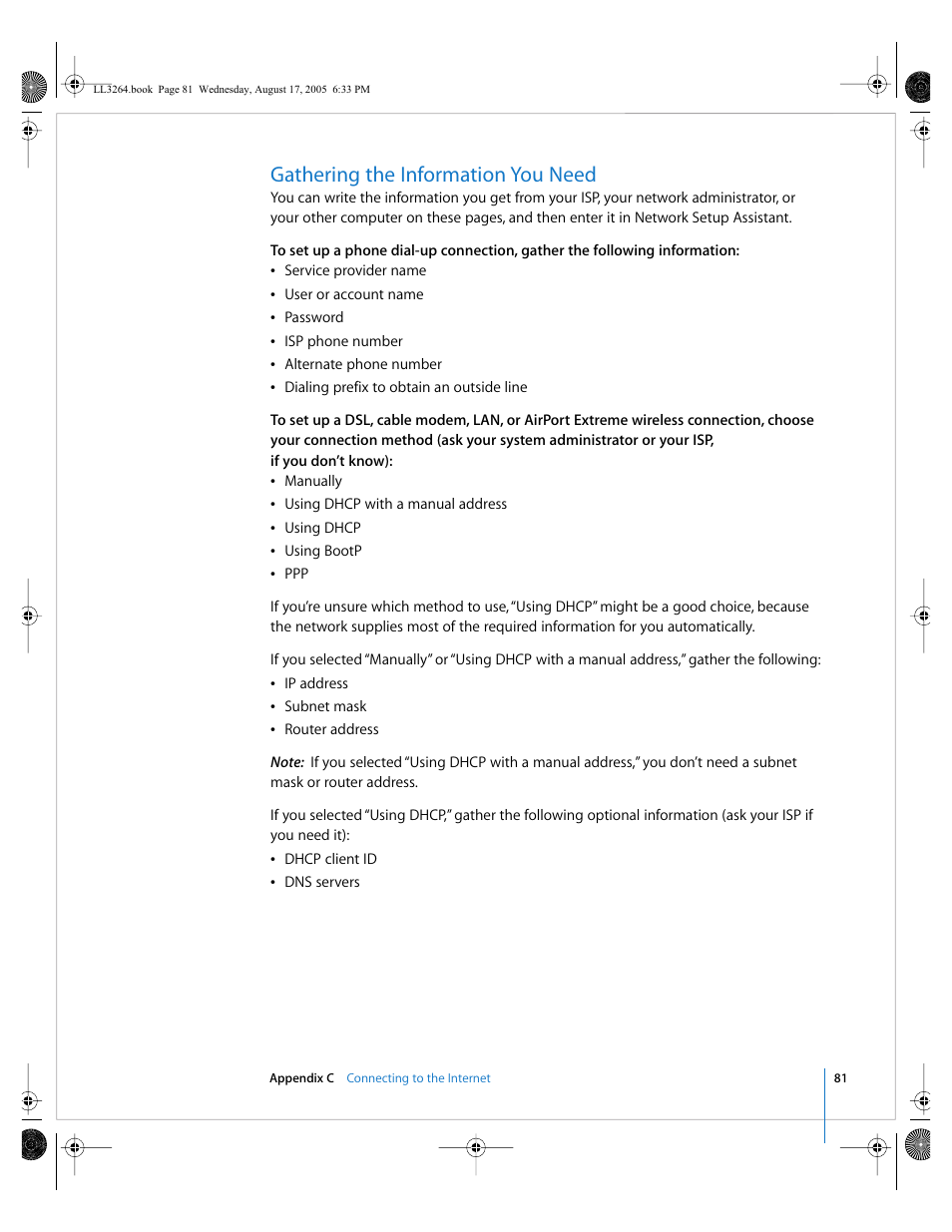 Gathering the information you need | Apple PowerBook G4 (17-inch, Double Layer Super Drive) User Manual | Page 81 / 112