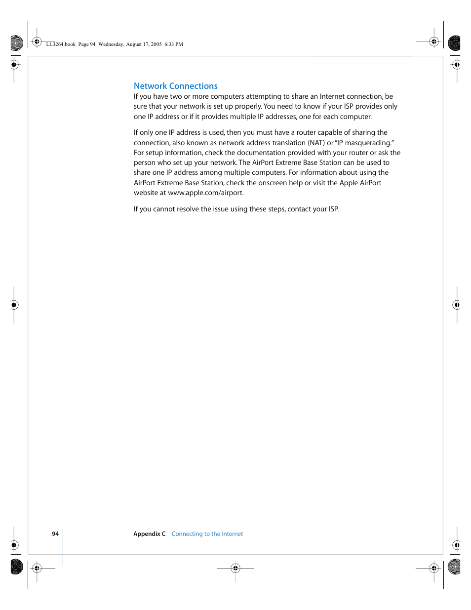 Network connections | Apple PowerBook G4 (17-inch, Double Layer Super Drive) User Manual | Page 94 / 112