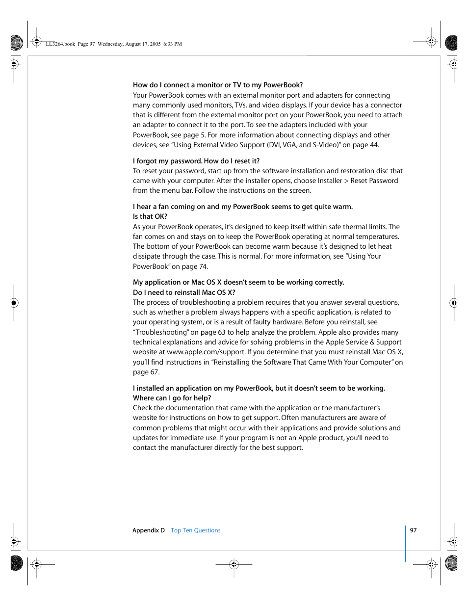 Apple PowerBook G4 (17-inch, Double Layer Super Drive) User Manual | Page 97 / 112