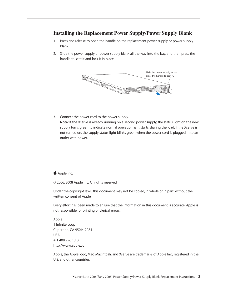 Apple Xserve (Early 2008) DIY Procedure for Hard Supply User Manual | Page 2 / 2