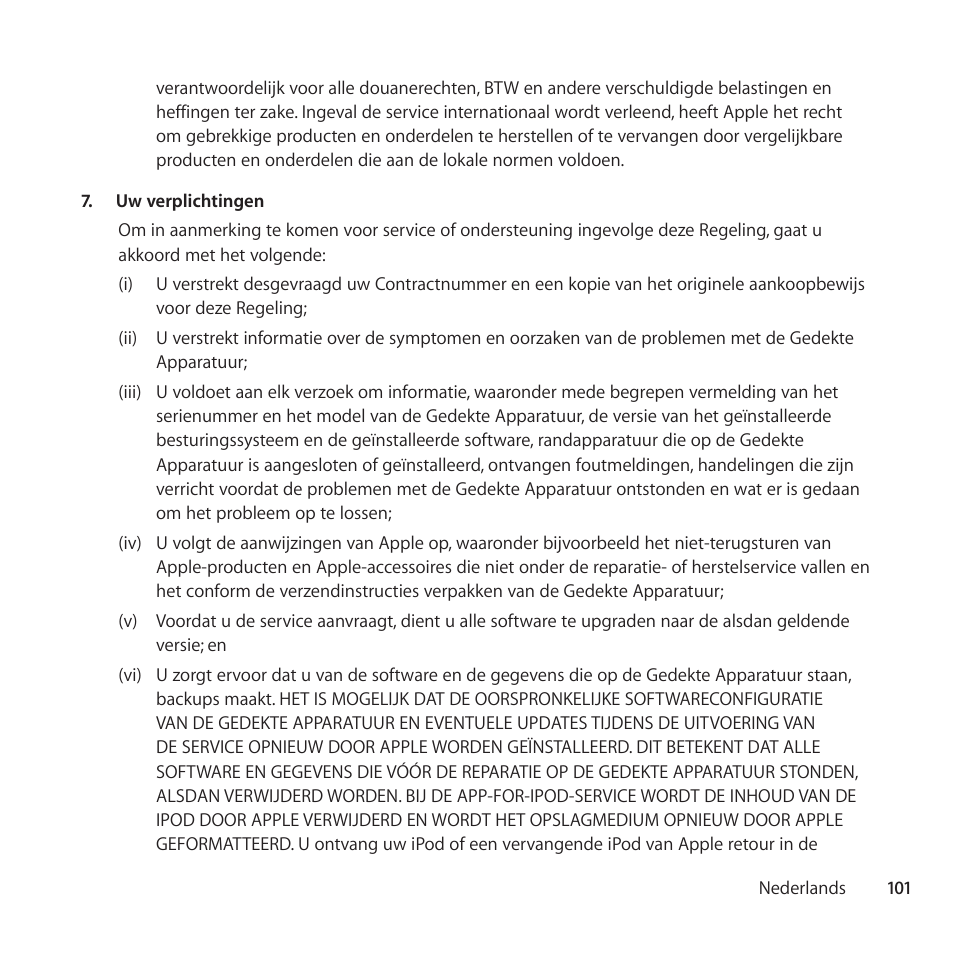 Apple AppleCare Protection Plan for iPod User Manual | Page 101 / 112