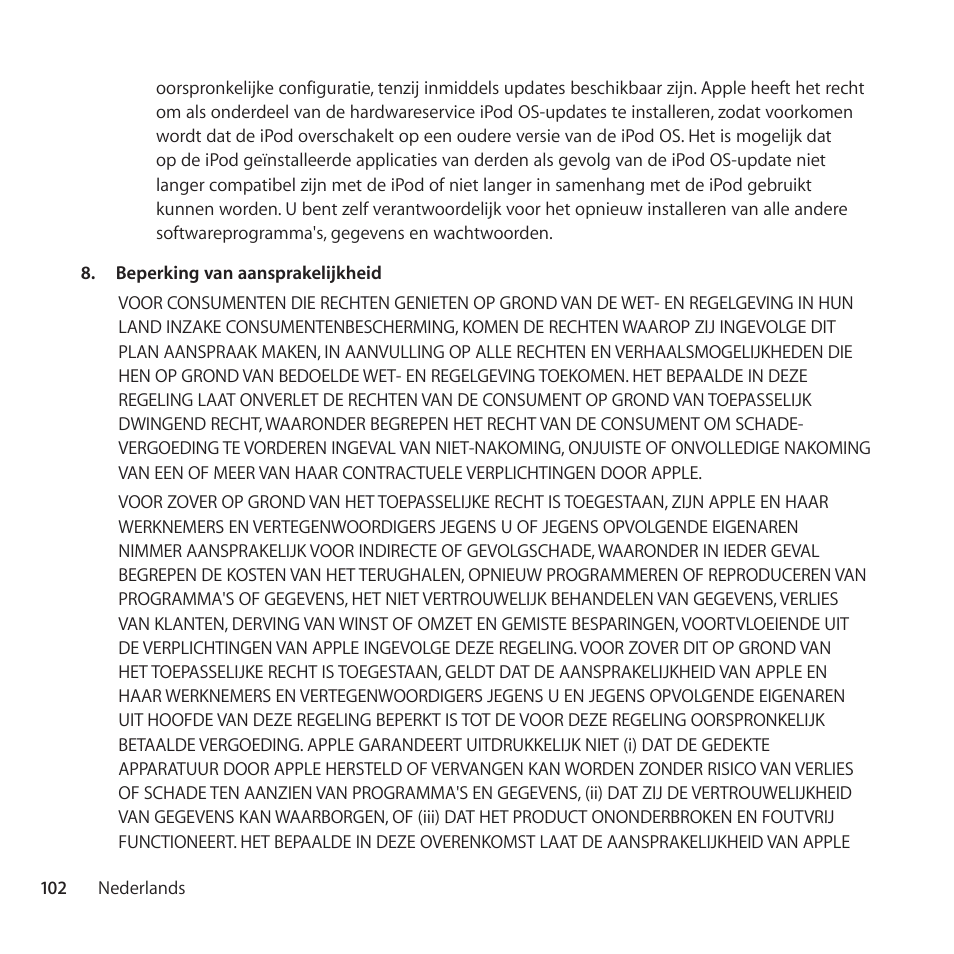 Apple AppleCare Protection Plan for iPod User Manual | Page 102 / 112