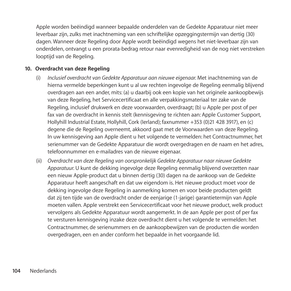 Apple AppleCare Protection Plan for iPod User Manual | Page 104 / 112