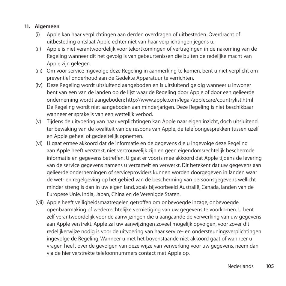 Apple AppleCare Protection Plan for iPod User Manual | Page 105 / 112