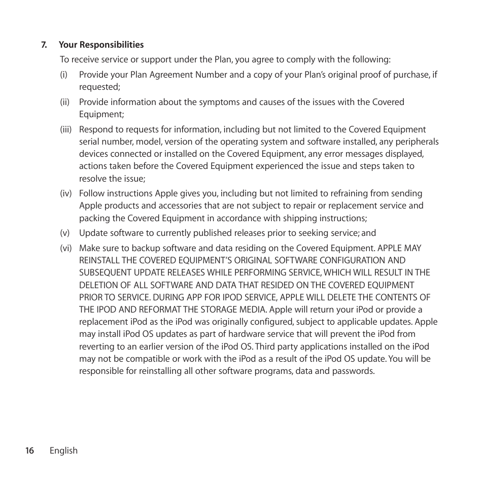 Apple AppleCare Protection Plan for iPod User Manual | Page 16 / 112