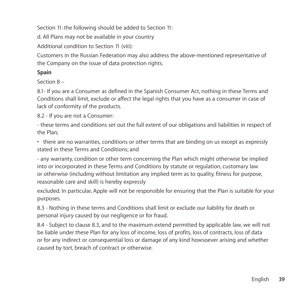 Apple AppleCare Protection Plan for iPod User Manual | Page 39 / 112
