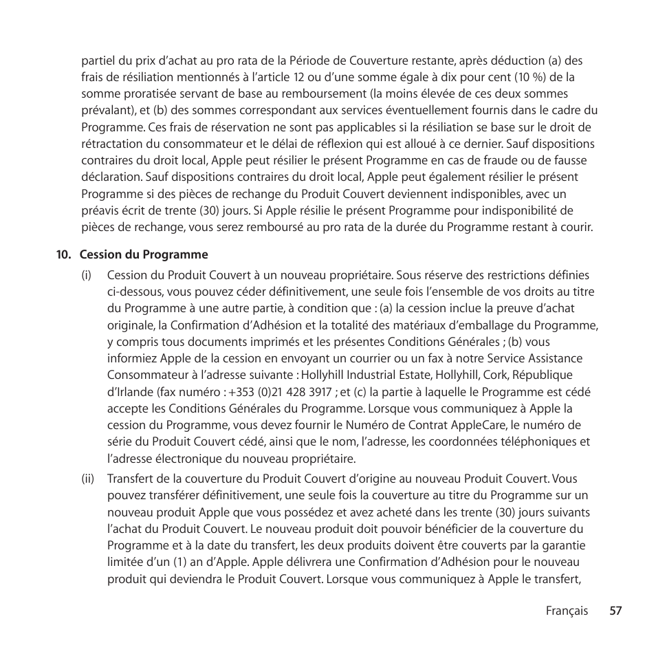 Apple AppleCare Protection Plan for iPod User Manual | Page 57 / 112