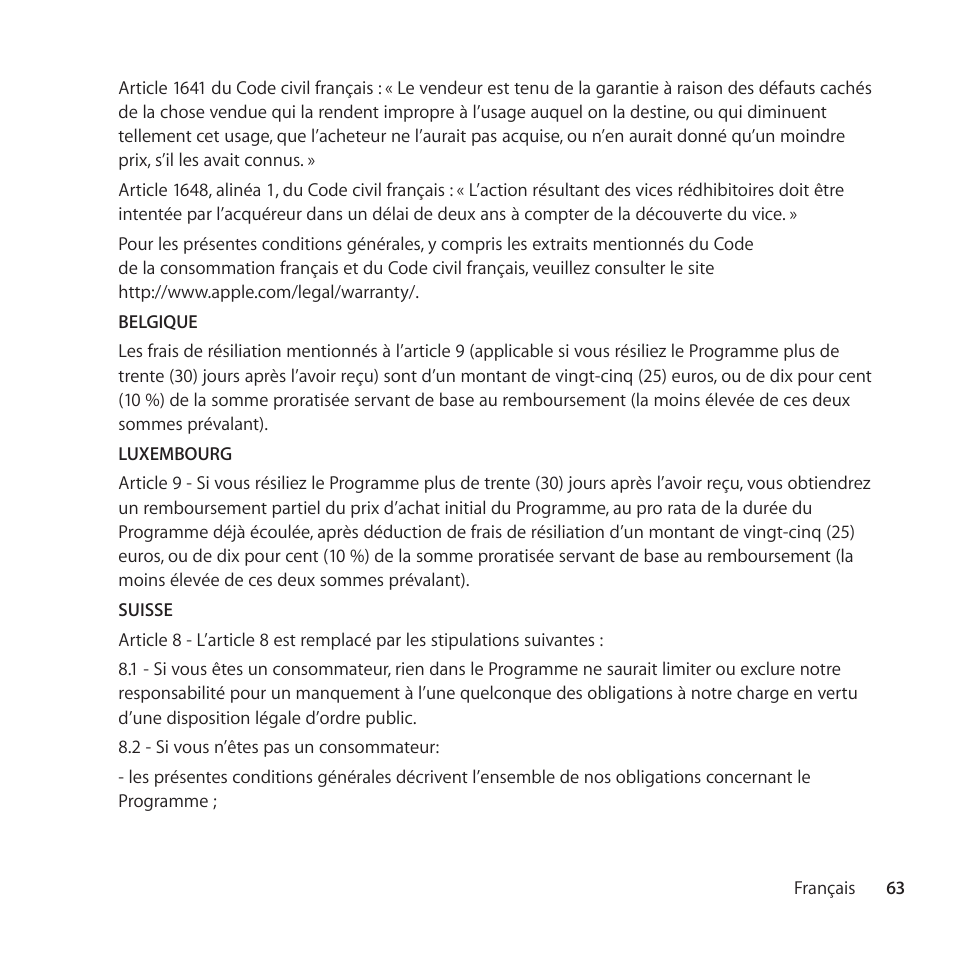 Apple AppleCare Protection Plan for iPod User Manual | Page 63 / 112
