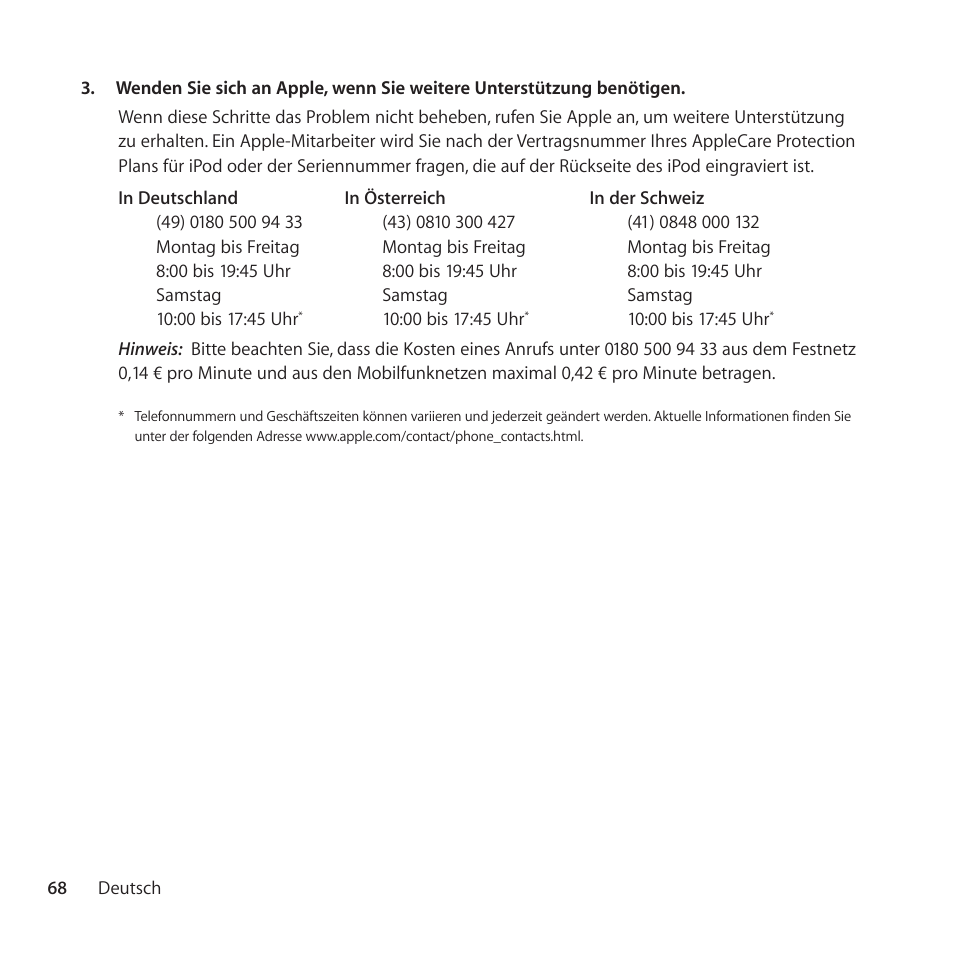 Apple AppleCare Protection Plan for iPod User Manual | Page 68 / 112