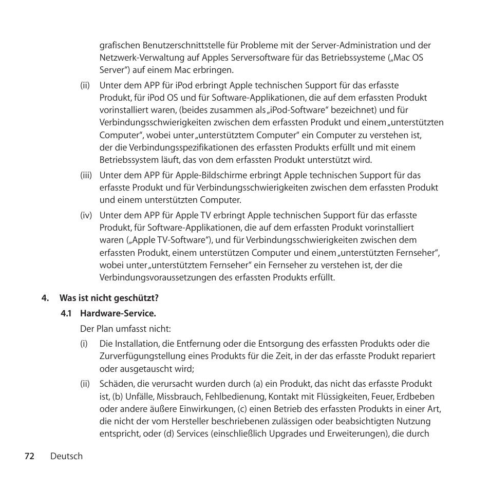 Apple AppleCare Protection Plan for iPod User Manual | Page 72 / 112