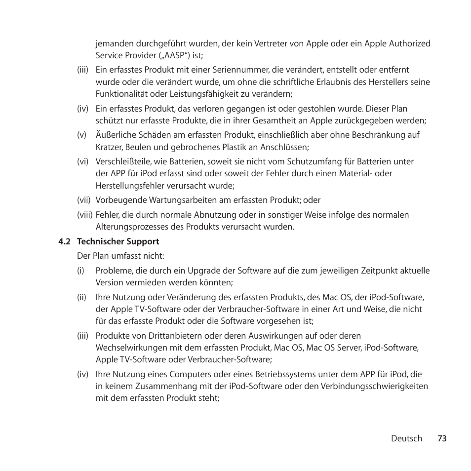 Apple AppleCare Protection Plan for iPod User Manual | Page 73 / 112