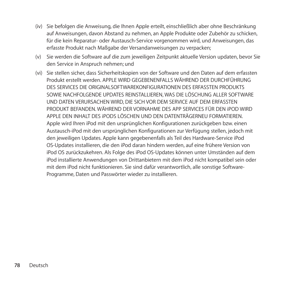 Apple AppleCare Protection Plan for iPod User Manual | Page 78 / 112