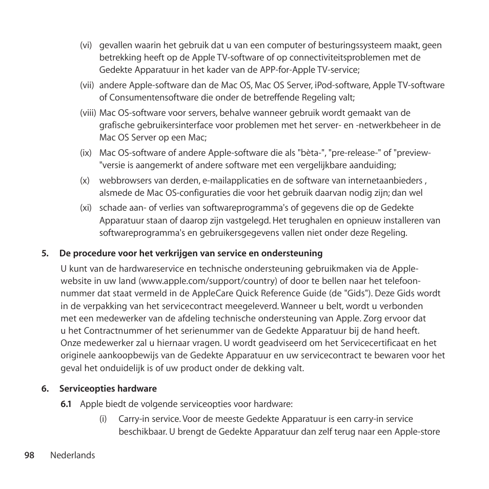 Apple AppleCare Protection Plan for iPod User Manual | Page 98 / 112