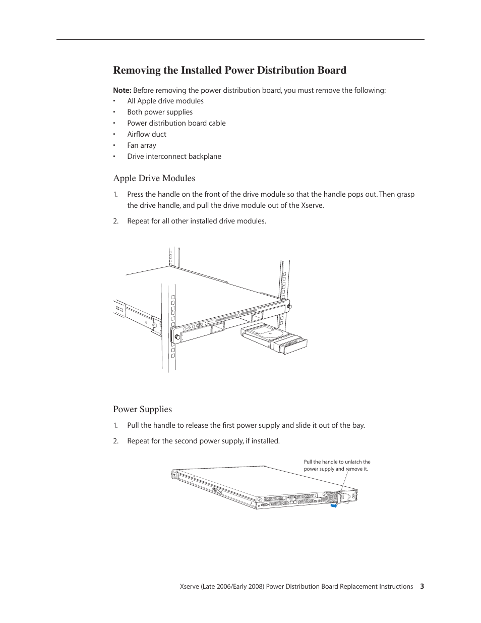 Removing the installed power distribution board | Apple Xserve (Early 2008) DIY Procedure for Power Distribution Board User Manual | Page 3 / 14