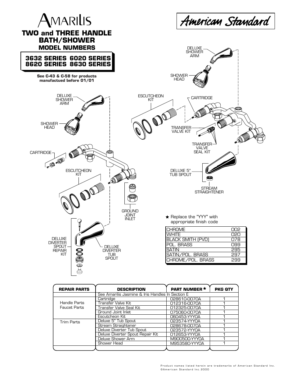 American Standard 6020 Series User Manual | 1 page