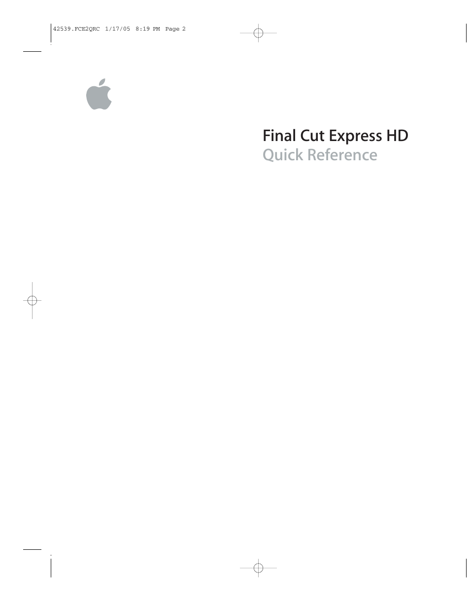 Apple Final Cut Express HD Quick Reference User Manual | 6 pages