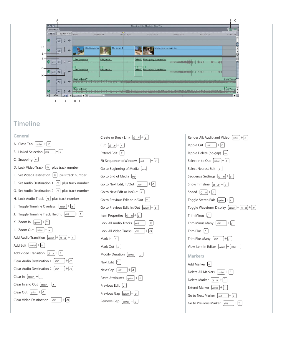 Timeline, General, Markers | Apple Final Cut Express HD Quick Reference User Manual | Page 3 / 6