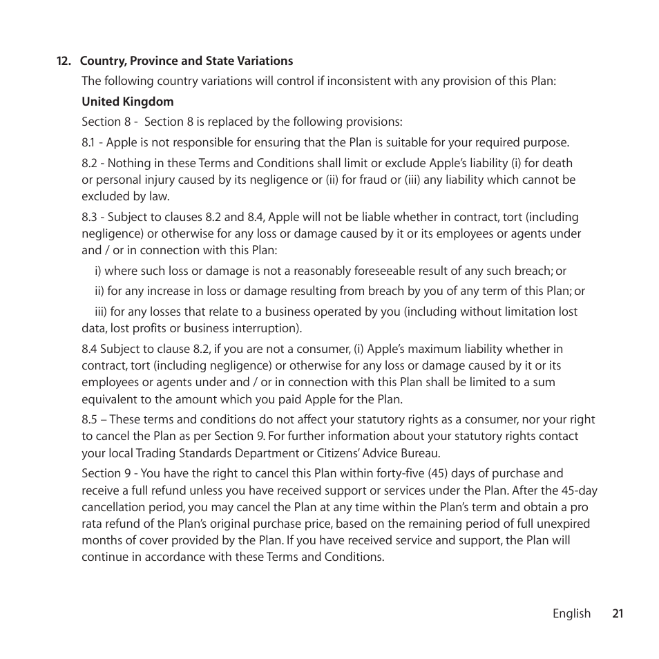 Apple AppleCare Protection Plan for iPod User Manual | Page 21 / 104