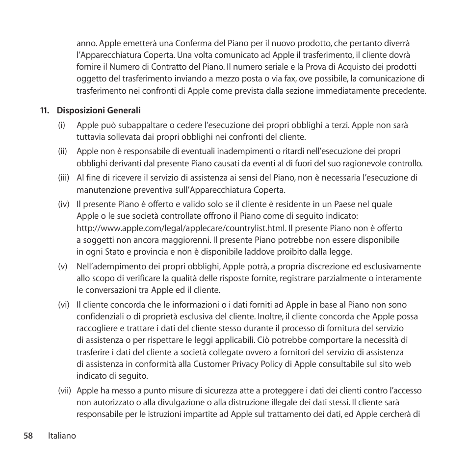 Apple AppleCare Protection Plan for iPod User Manual | Page 58 / 104