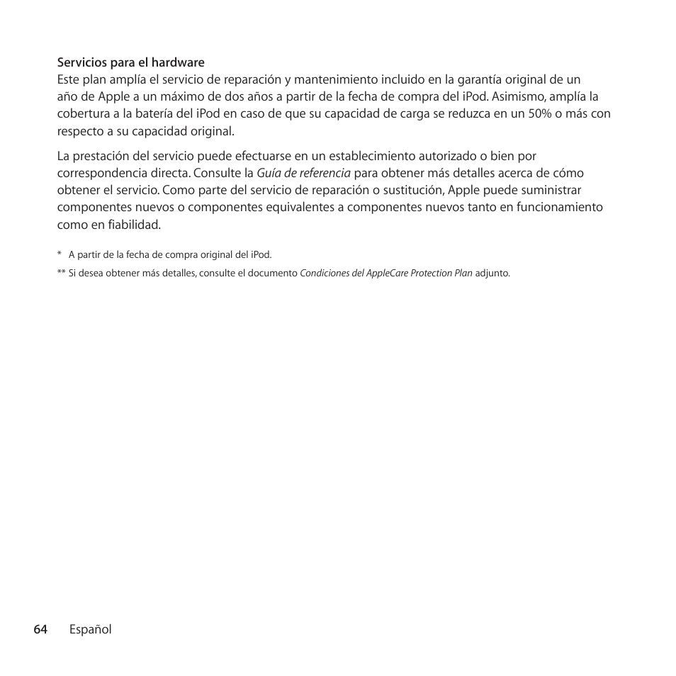 Apple AppleCare Protection Plan for iPod User Manual | Page 64 / 104