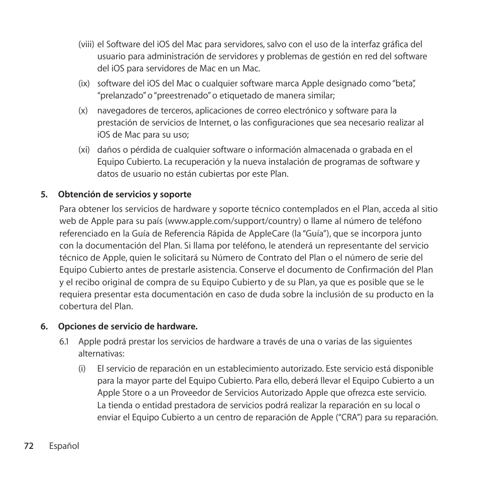 Apple AppleCare Protection Plan for iPod User Manual | Page 72 / 104