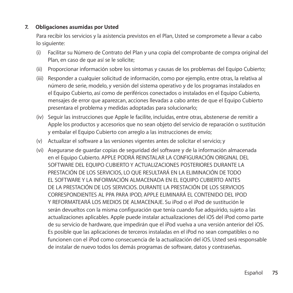 Apple AppleCare Protection Plan for iPod User Manual | Page 75 / 104